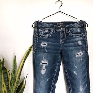 Silver Jean Co | Aiko Baby Boot destructed denim